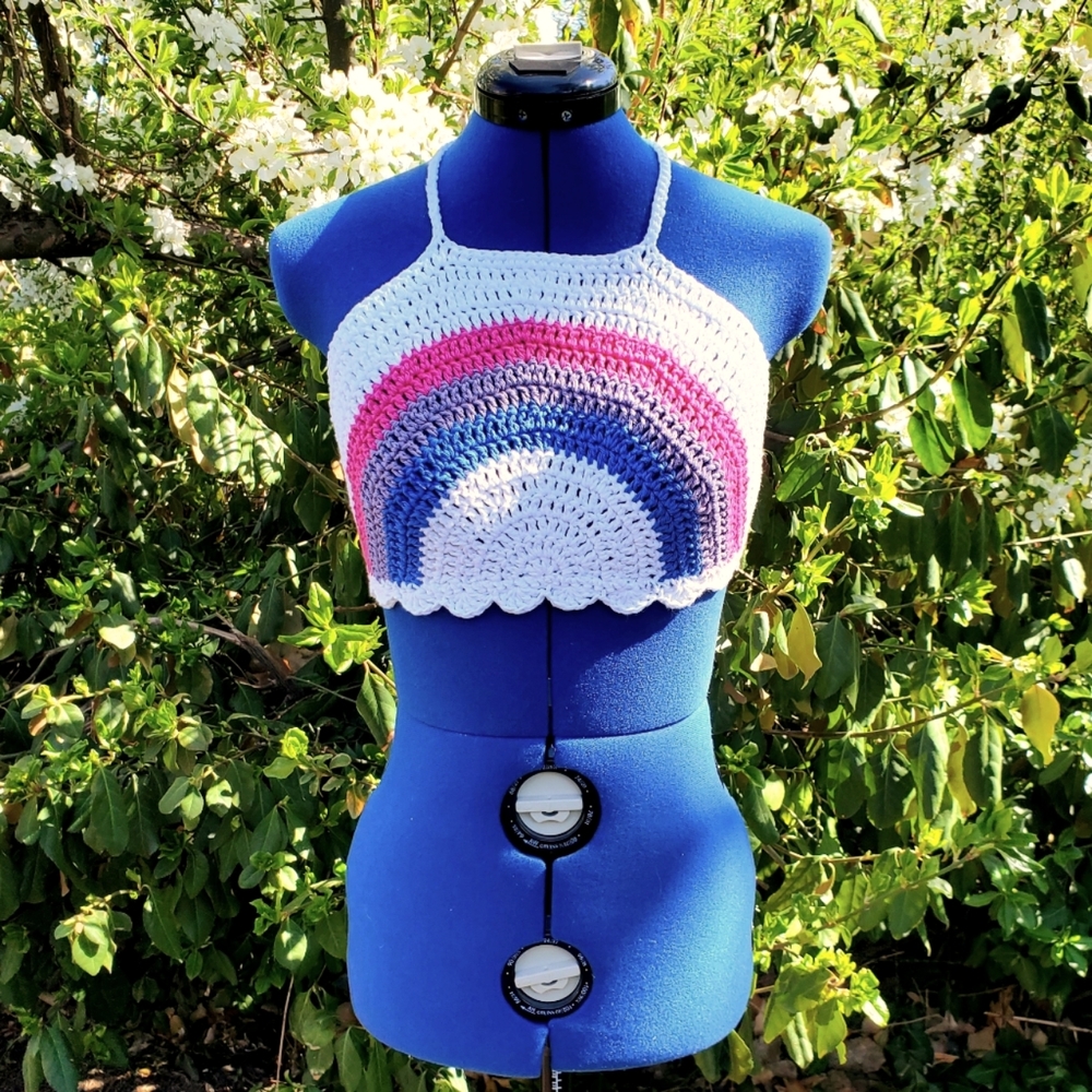Bisexual Pride Crochet Halter Crop Top